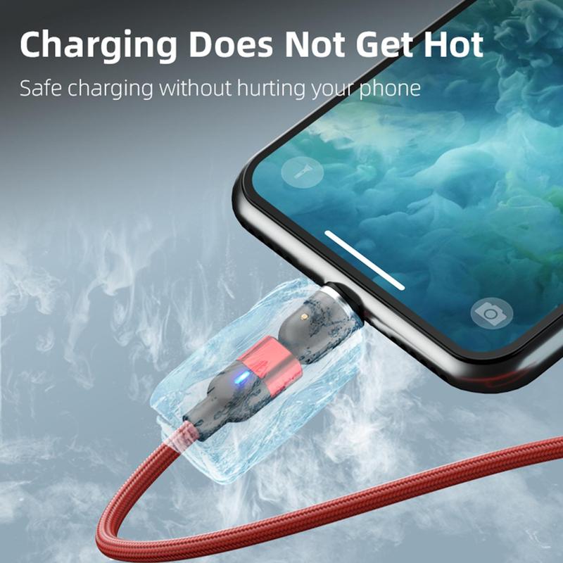 BOJIANXIN 540° Rotation Magnetic Charging Cable, 3 in 1 Magnetic Phone Charger, Compatible with Micro USB, Type C, Portable Electronics Chargers