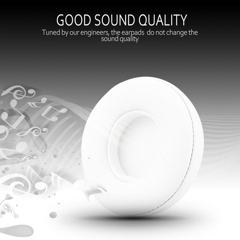 [Earpads] Earpad Replacement for Beats Solo 2 & 3 Wireless Wired Headphone, Ear Cushion Premium Protein Leather Memory Foam with Kits, Superb Comfortable Easy to Install – White