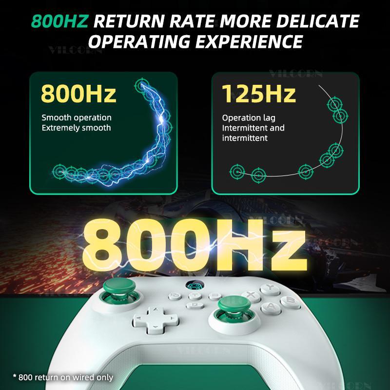 Wireless Gamepad, 800Hz Return Rate 3-Mode Gaming Controller for Android  iOS  Switch with Hall Trigger Joystick, Gaming Accessories