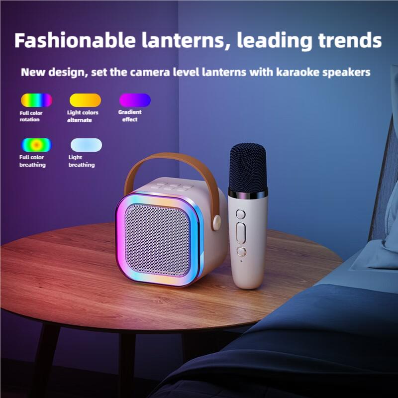 Portable Wireless Speaker with Microphone, Rechargeable Wireless Speaker with LED Light, Portable Karaoke, Outdoor Speaker for Home, Party, Camping