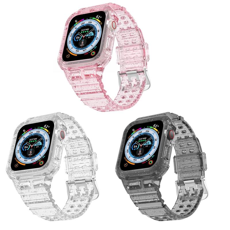 Clear Watch Band for Apple Watch (Band Only), Fashionable Watch Band for Women & Men, Wearable Accessories Compatible with Apple Watch Series 9 8 SE 7 6 5 4 3 2 1