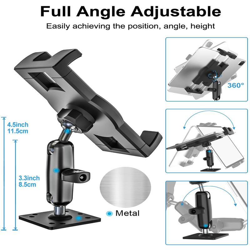 Heavy Duty Drill Base Tablet Holder, Adjustable Car Tablet Holder, Tablet & Phone Stand for Car, Truck, Tablet Accessories