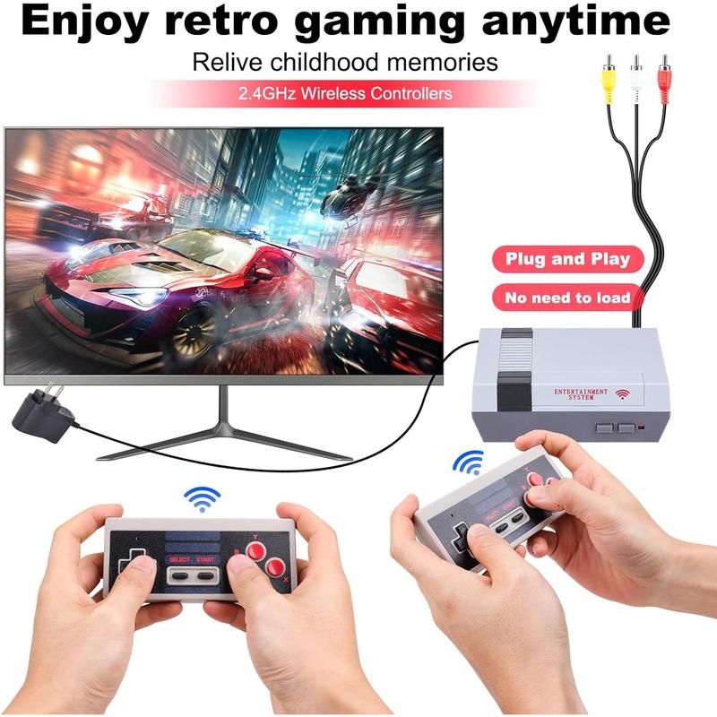 Wireless Retro Game Console - Super Mini Classic Game System Plug and Play with 2 Classic Wireless Controllers Built in  Old School Video Games AV HD Output Ideal Gift for Kids and Adults