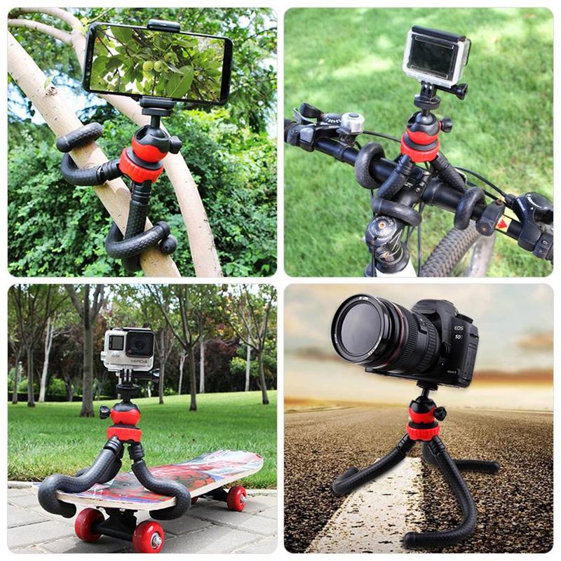 Flexible Octopus Tripod, Portable Vlog Shooting Kit with Microphone & Fill Light & Cell Phone Holder & BT Remote Control Suitable for Outdoor Photography