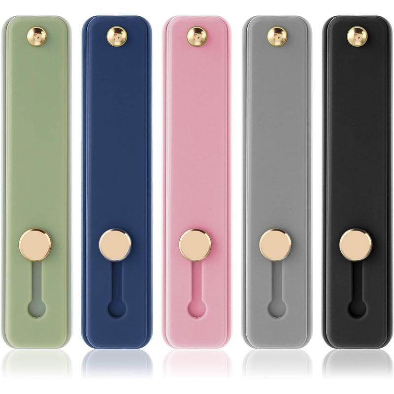 5pcs Phone Strap Grip Holder Loop Finger Kickstand Strap Universal Telescopic Cell Mobile Phone Grips Stand Silicone Non-Slip Brackets Belt for Back of Most Smartphones (Multicolor Style A)