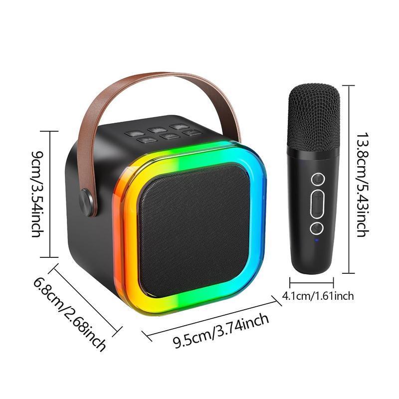 Portable Wireless Karaoke Speaker with Microphone, HIFI Stereo Sound Subwoofers, KTV Speaker Subwoofer with RGB Colorful LED Lights, Karaoke Machine Sound System for Outdoor Sports Travel, Audio Device, Room Accessories Wireless Bluetooth party  speaker