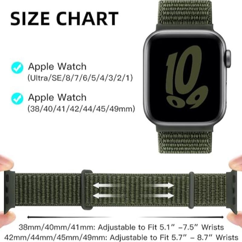 Nylon Watch Band Compatible with Apple Watch (Band Only), 5 Counts Smart Watch Bands for Apple Watch 9 8 7 6 5 4 3 2 1 SE, Adjustable Breathable Watch Band for Men Women