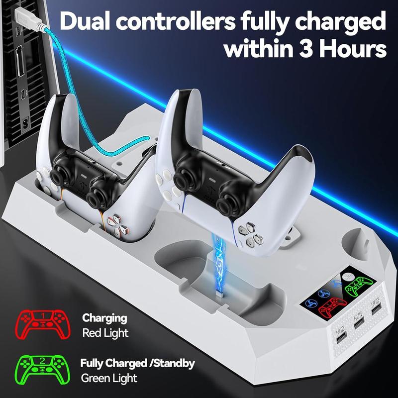 Cooling Stand for PS5 PS5 Slim Console Controller, Gamepad Charging Station, Cooling Docking Station, Console Accessories for Playstation 5