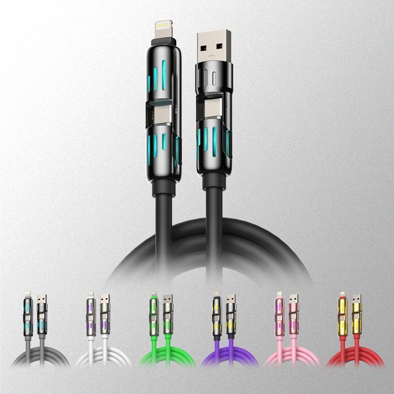 4-in-1 Multi USB Charging Cable with USB A,Type C, Lightning -MAX 240W Fast Charging & Data Sync for iPhone 16 15, iPad Pro, Samsung & Laptops