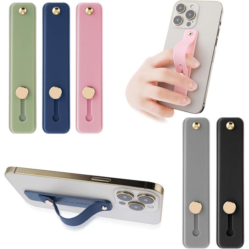 5pcs Phone Strap Grip Holder Loop Finger Kickstand Strap Universal Telescopic Cell Mobile Phone Grips Stand Silicone Non-Slip Brackets Belt for Back of Most Smartphones (Multicolor Style A)