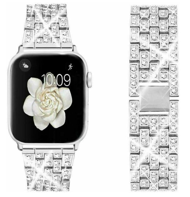 Women Bling Diamonds Strap Watch Bands for Apple Smart Watch Series 8 7 6 5 4 3 2 1 SE Ultra Accessories Steel Wearable