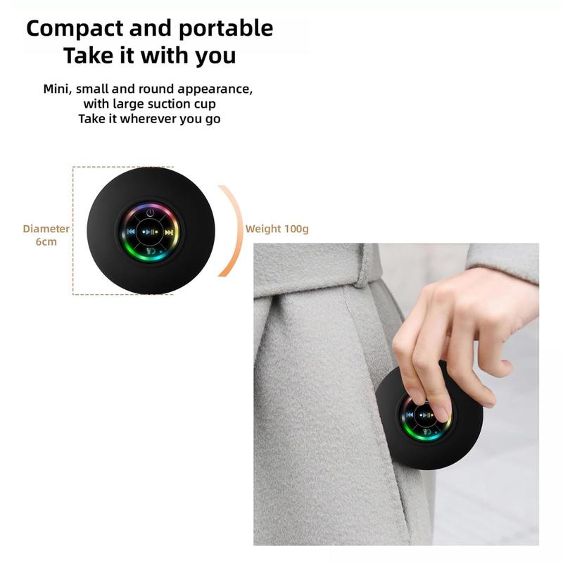 Christmas Gift - Mini Portable Wireless Speaker, Rechargeable Waterproof Speaker with LED Light, Portable Bluetooth-compatible Speaker for Beach, Shower & Home