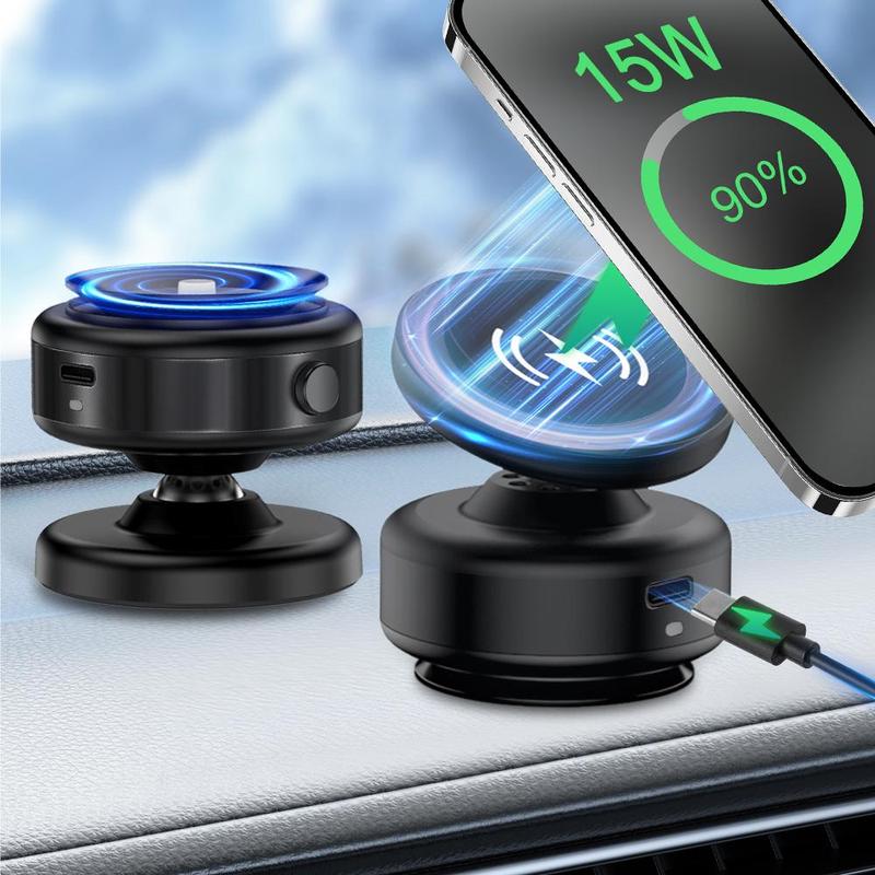 2 in 1 Car Phone Holder Wireless Charger, Vacuum Suction Car Phone Mount Charger for Dashboard, Universal Car Electrical Appliances