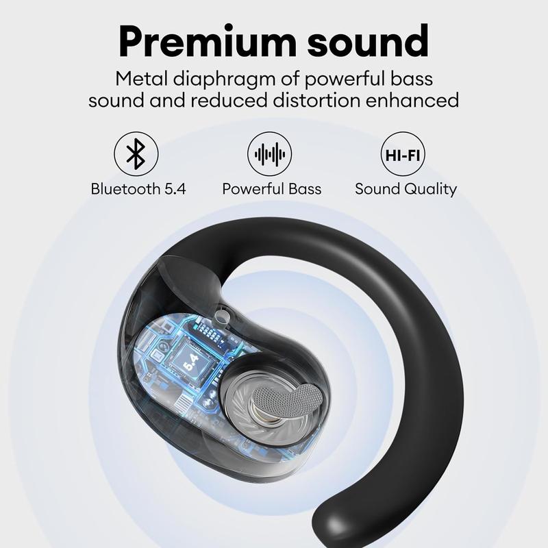 Earphone Wireless Bluetooth 5.4 OWS Waterproof Sport Headsets Support Playing Music Phone Calls Headphones Noise Reduction Headphones with Mic