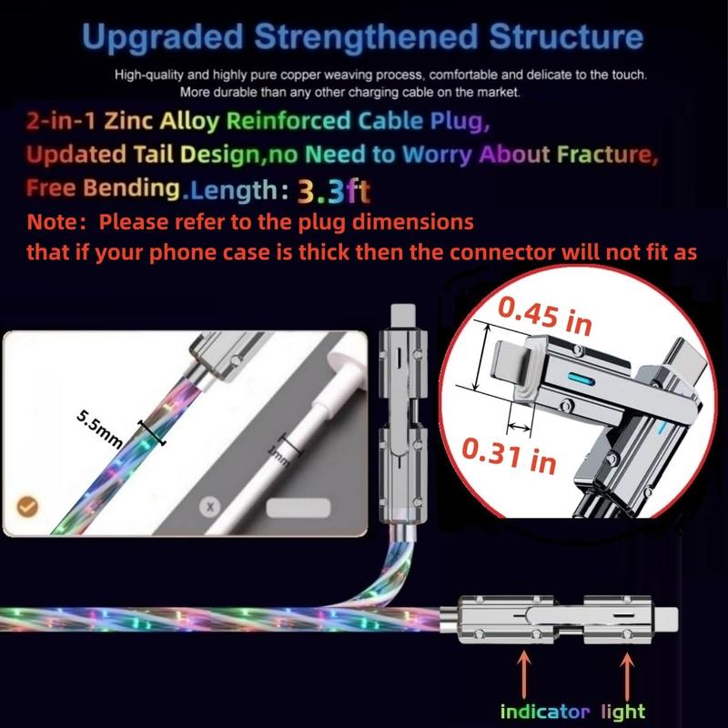 PQRQP 4-in-1 Multi Fast Charging Cable 4FT,LED Light Up USB C CableFast Charging with Hook-and-Loop Fastener Multi iPhone Charger Cord for iPhone 16 15 Pro Max 15 Plus  14 13 Pro iPad Android MMacBook Samsung