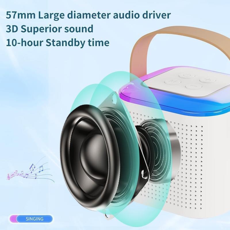 Mini karaoke machine with microphone sound system, portable karaoke machine with 2 wireless microphones, birthday gifts for girls and children aged 4-12, family gatherings