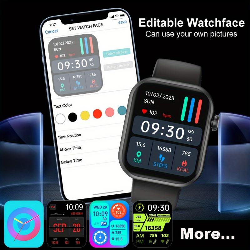 New Smartwatch (Receive and dial)2024 Latest 1.83-inch full touch screen smartwatch phone syncing information, call text multiple exercise modes male and female smart fitness tracker, compatible with iPhone and Android phones