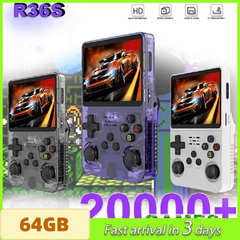 R36S Retro Handheld Video Game Console Linux System 3.5 Inch IPS Screen Portable Pocket Video Player R35S 64GB Games