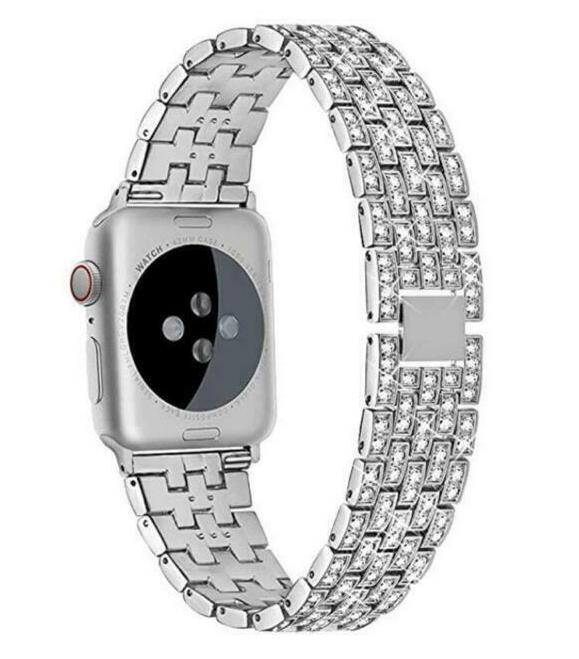 Women Bling Diamonds Strap Watch Bands for Apple Smart Watch Series 8 7 6 5 4 3 2 1 SE Ultra Accessories Steel Wearable