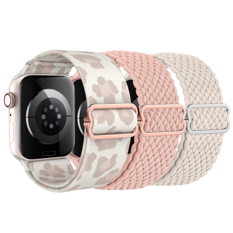 Stretchy Bands Compatible for Apple Watch Band Women 38mm 40mm 41mm 42mm 44mm 45mm 49mm, Nylon Braided Breathable Straps for iWatch Series 9 8 7 6 SE 5 4 3 2 1 Ultra Ultra 2 Wearable Adjustable