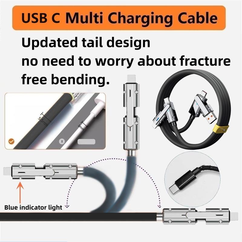 100W 4 In 1 Charging Cable, 1 Count USB-C to USB-C Fast Charging Data Cable, Charging Adapter Cable for Phone, Samsung Galaxy, LG, Google Pixel, Tablet