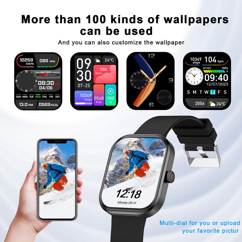 Smart watch, wireless calls dialing, multiple APP reminders, suitable for men and women, sports watch, compatible with iPhone Android