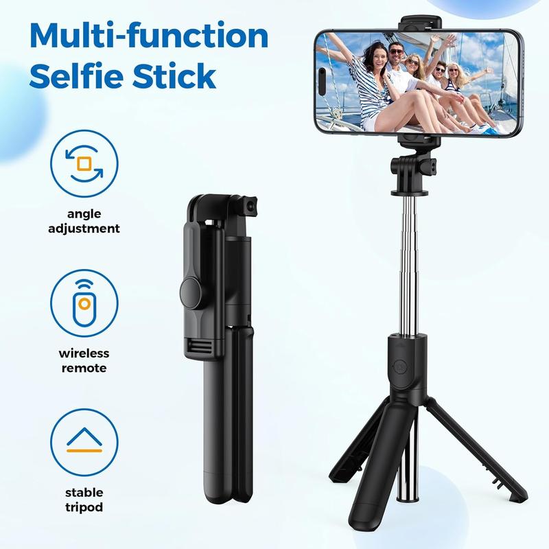 Selfie Stick Tripod, Retractable Selfie Stick Tripod with Wireless Remote Control, for Photograph, Live Streaming, Video Recording, Compatible with Android, iPhone and More