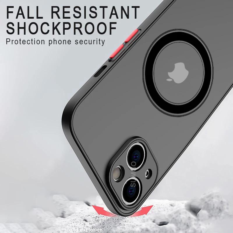 Luxury Matte Armor Magnetic For Magsafe Wireless Charge Case For iPhone 15 14 13 11 12 Pro Max Mini Plus XS Max XR X Cover funda