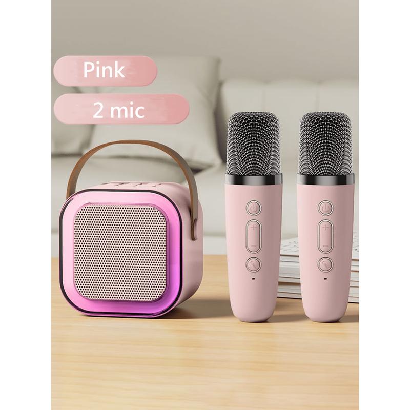 Mini Karaoke Machine For Kids Gifts Adults (Cute Little & Portable) Bluetooth Speaker With 2 Wireless Microphones (Sound Loud) Birthday Gifts For Girls 3-12 Years Old Toddler Toys - Pink