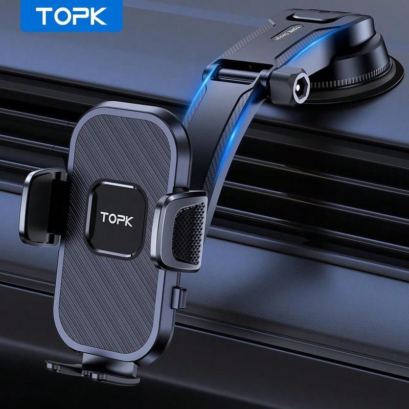 TOPK Car Phone Holder, Upgraded Version Horizontal Vetical Adjustable Car Dashboard Phone Mount, Compatible With All Phones