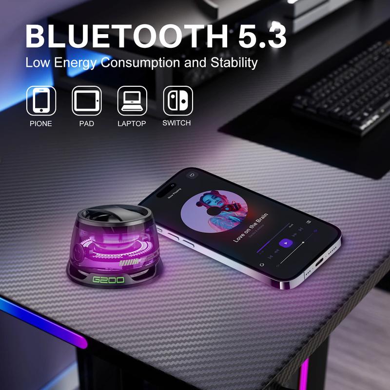 Magnetic Mini Bluetooth Speaker, G200 5W mini Speaker Wireless with Bluetooth 5.3, RGB Light, Game Mode, 7H Playtime, Portable Phone Stand for iPhone, Travel, Golf Car,for Hiking Camping,Thanksgiving Day,Christmas New Year Gift