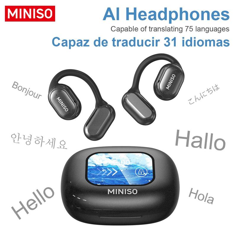 MINISO X30 AI Translation Open Ear Headphones, Wireless Headphones, Comfortable Wear Touch Control Headphones for Music, Work, and Study