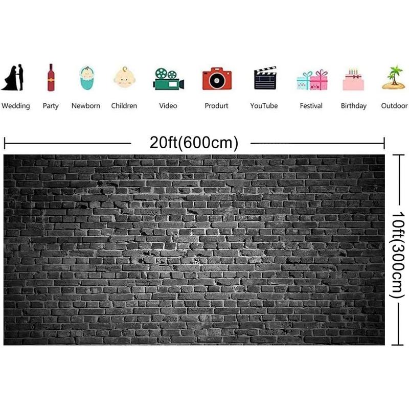 7x5ft Black Brick Wall Photography Backdrops for Portrait Soft Fabric Background for Studio Prop Accessories Camera