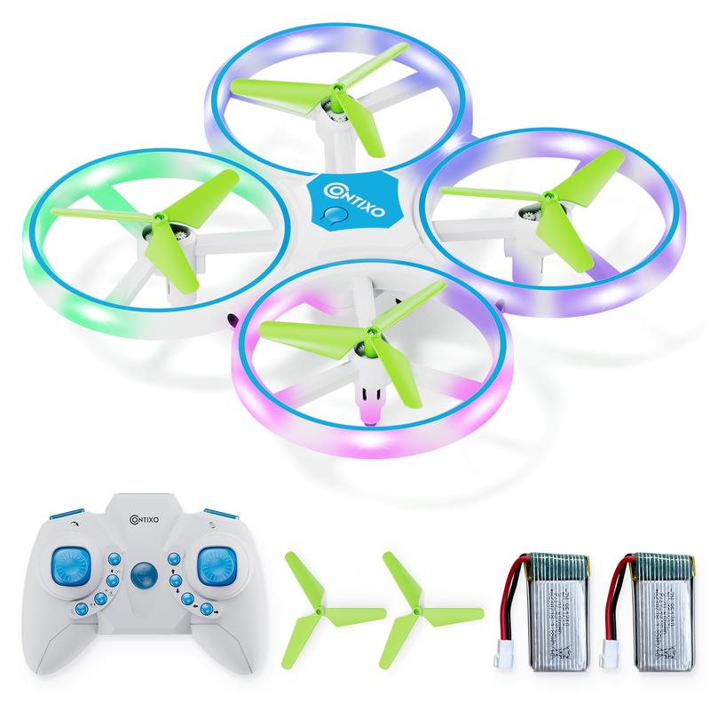 Contixo Dragonfly Mini Drone for Kids, Auto Takeoff, Altitude Hold, 360° Stunts, LED Lights, 16-Min Flight Cameras Colorful