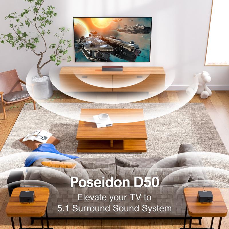 ULTIMEA 5.1 Surround Sound Bar, Peak Power 320W, Surround Sound System Home Theater Sound Bar for Smart TV with Adjustable Surround Speakers and Subwoofer,TV Soundbar Poseidon D50 wireless  speakers .Speaker.Bass boost.Surround sound.Smart tv.Sound bar