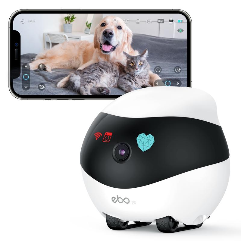 Enabot Ebo SE Pet Camera Home Security Camera, Movable Indoor WiFi Cam, 2 Way Talk, Night Vision,1080P Video, Self Charging Rechargeable Wireless Camera for Pet Baby Elderly