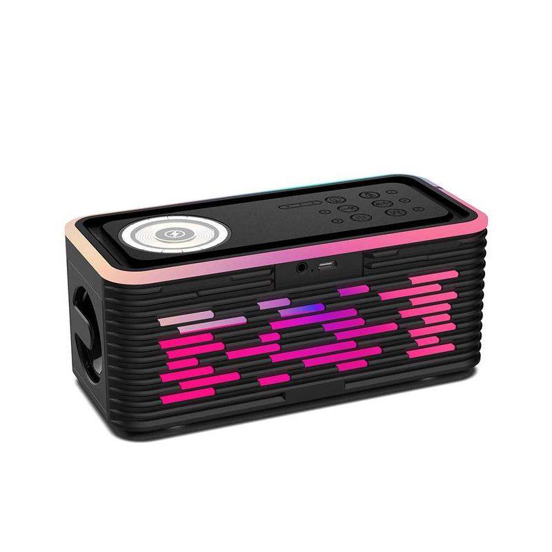 Multifunctional Wireless Speaker with Alarm Clock, USB Rechargeable BT Speaker with Wireless Charger, Sleep Sound Machine for Bedroom Relaxation & Sleep