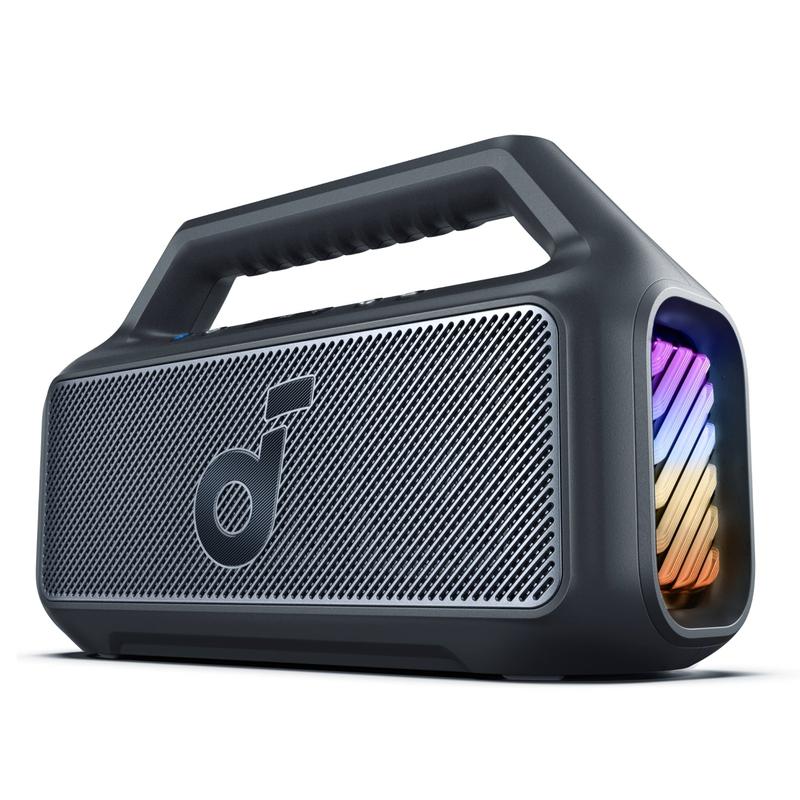 Soundcore Boom 2 Outdoor Speaker - 80W Booming Bass, IPX7 Waterproof, RGB Lights, 24H Playtime, Custom EQ, Bluetooth 5.3, USB-C - Audio