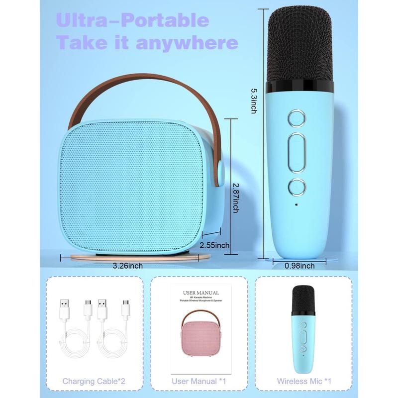 Karaoke Machine for Girls, Portable Karaoke Speaker with  and  Microphone for Adults, Mini Karaoke Microphone Ideas Birthday Gifts for Girls Boys  4 5 6 7 8+  (Blue)