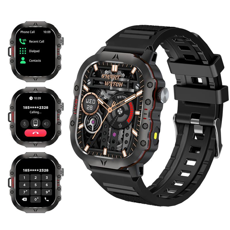 Outdoor Sports Digital Watch 2.01'' Smartphone Watch, Stylish Digital Watch with LED Lights and Outdoor Compass, Waterproof Men's Sports Watch, Wearables