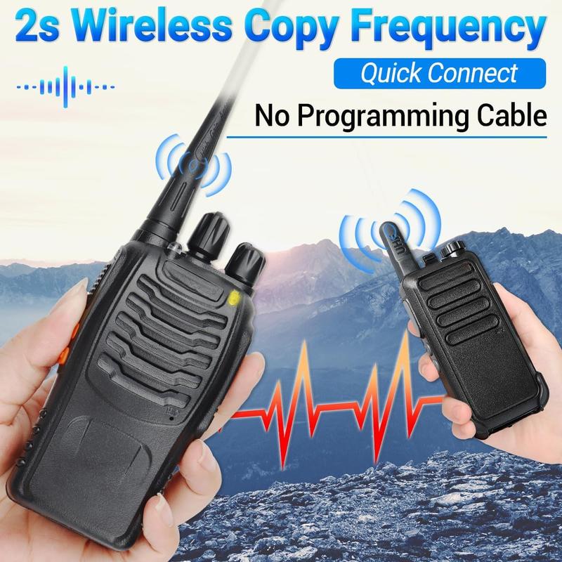 Walkie Talkies Long Range Walkie Talkie for Adults with Earpiece Mic Rechargeable 2 Way Radios Copy Frequency Handheld Two Way Radios Transceiver Walky Talky with USB Base Charger for Camping