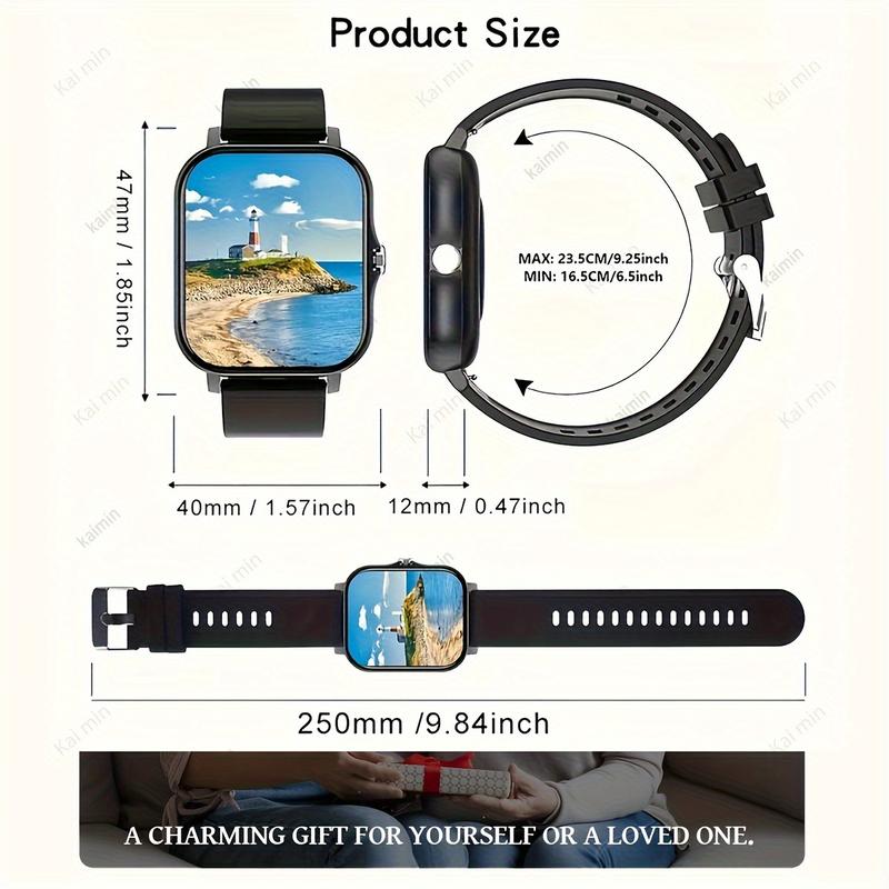 [Trustworthy] 1.83-Inch HD Full Screen Touch Screen Smart Watch, Suitable for Men and Women, 2024 Best-Selling, Call Answer, Step Counting, Calorie Tracking, Multiple Sport Mode, Call Reminder, Sitting Reminder, suitable for Android and iPhone, Rechargeab