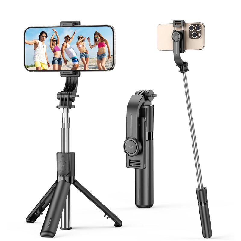 Portable Phone Selfie Stick, Wireless Remote Control Tripod Selfie Stick, Lightweight & Detachable Phone Clip for Live Streaming, Vlogging, Travel