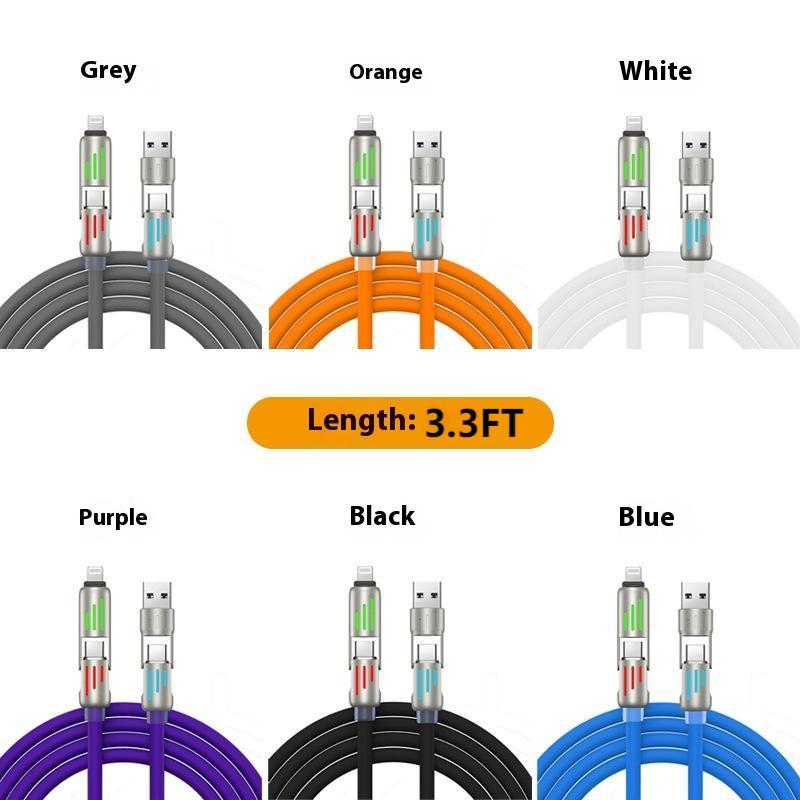 4-in-1 Multi USB Charging Cable with USB A,Type C, Lightning -MAX 240W Fast Charging & Data Sync for iPhone 16 15, iPad Pro, Samsung & Laptops