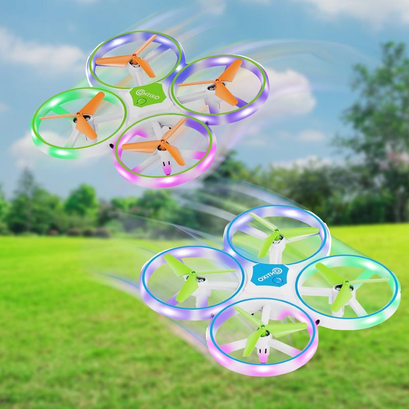 Contixo Dragonfly Mini Drone for Kids, Auto Takeoff, Altitude Hold, 360° Stunts, LED Lights, 16-Min Flight Cameras Colorful