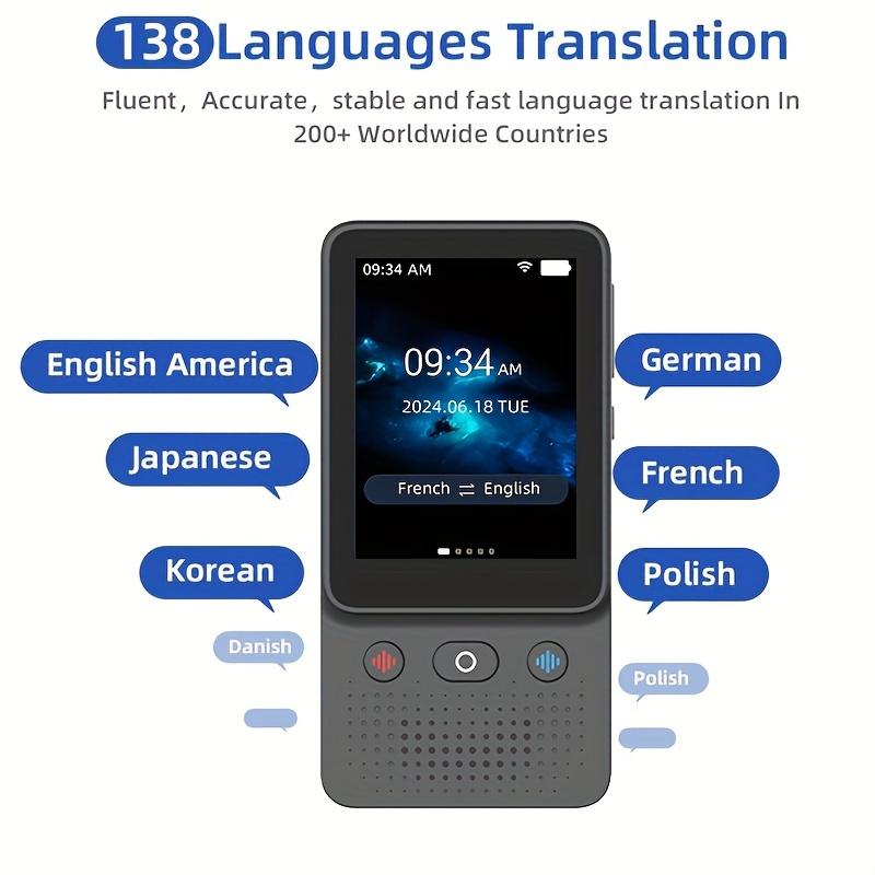 Language Translation Device No WiFi Required, 138 Languages Real Time Portable Voice Translation With HD Touch Screen Photo Offline Translation, Photo Translation Suitable For Study Travel Business Student Gift