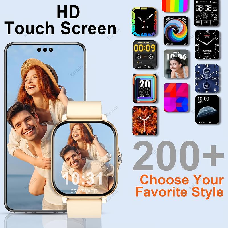 [Trustworthy] 1.83-Inch HD Full Screen Touch Screen Smart Watch, Suitable for Men and Women, 2024 Best-Selling, Call Answer, Step Counting, Calorie Tracking, Multiple Sport Mode, Call Reminder, Sitting Reminder, suitable for Android and iPhone, Rechargeab