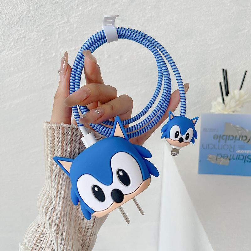 Cartoon Sonic Design Charging Cable Protector, Cute Creative Anti-breakage Charging Cable Protective Cover, Phone Accessories for iPhone & Android