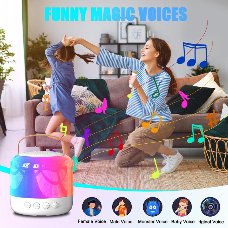 Portable Karaoke Machine, Wireless Microphone & LED Colorful Light Speaker, USB Rechargeable Wireless Speaker for Home Party