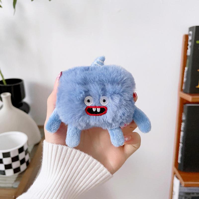 Cute Monster Design Plush Earphone Case, Soft Plush Earphone Protective Cover, Earphone Protector Cover Compatible with AirPods 3 2 1